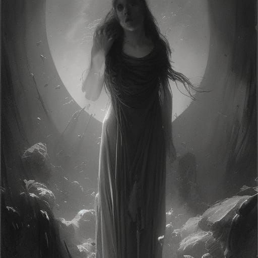 Horrifying Fusion of Youth and Age in Dark Art Style