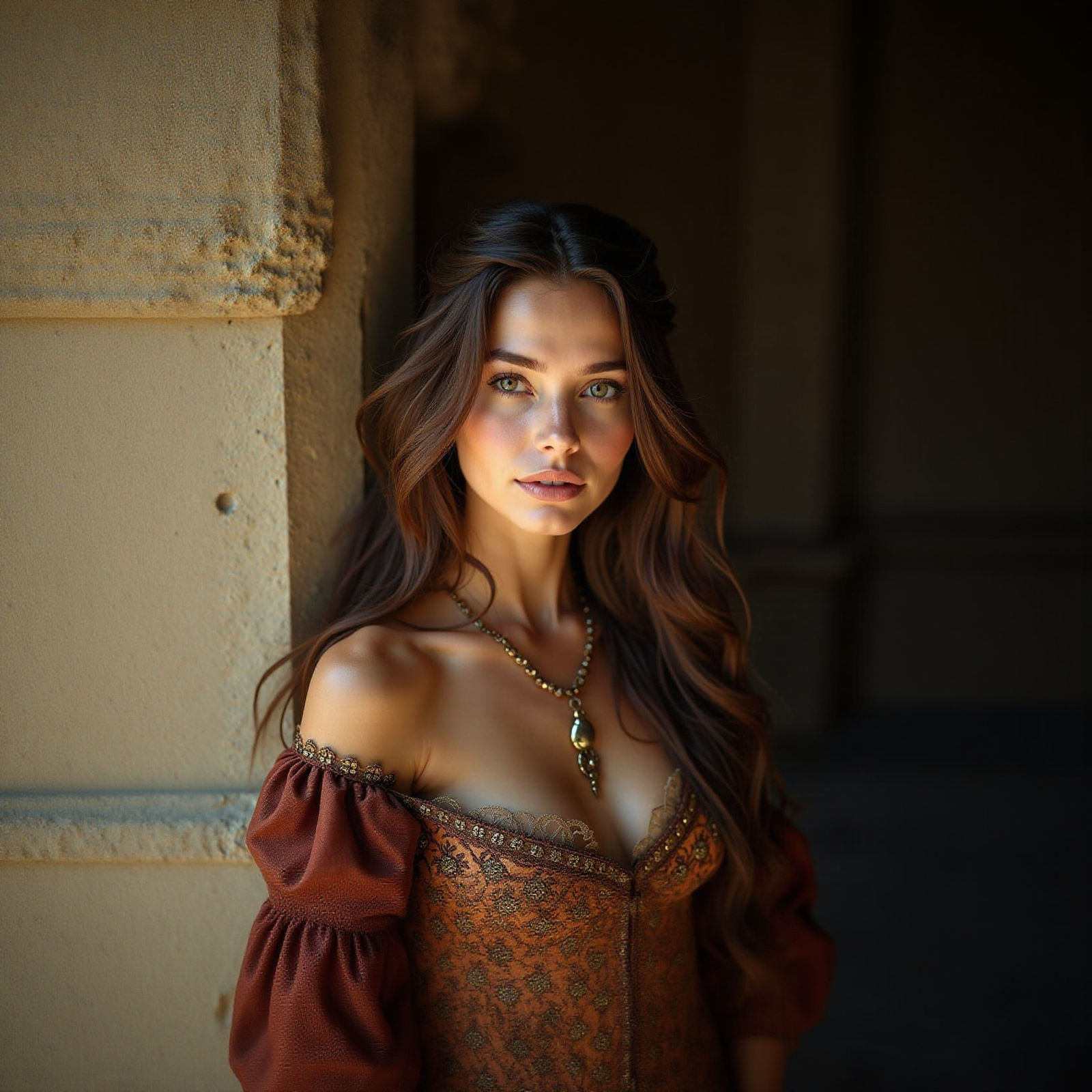 Medieval Woman in Ruins: Cinematic Film Still