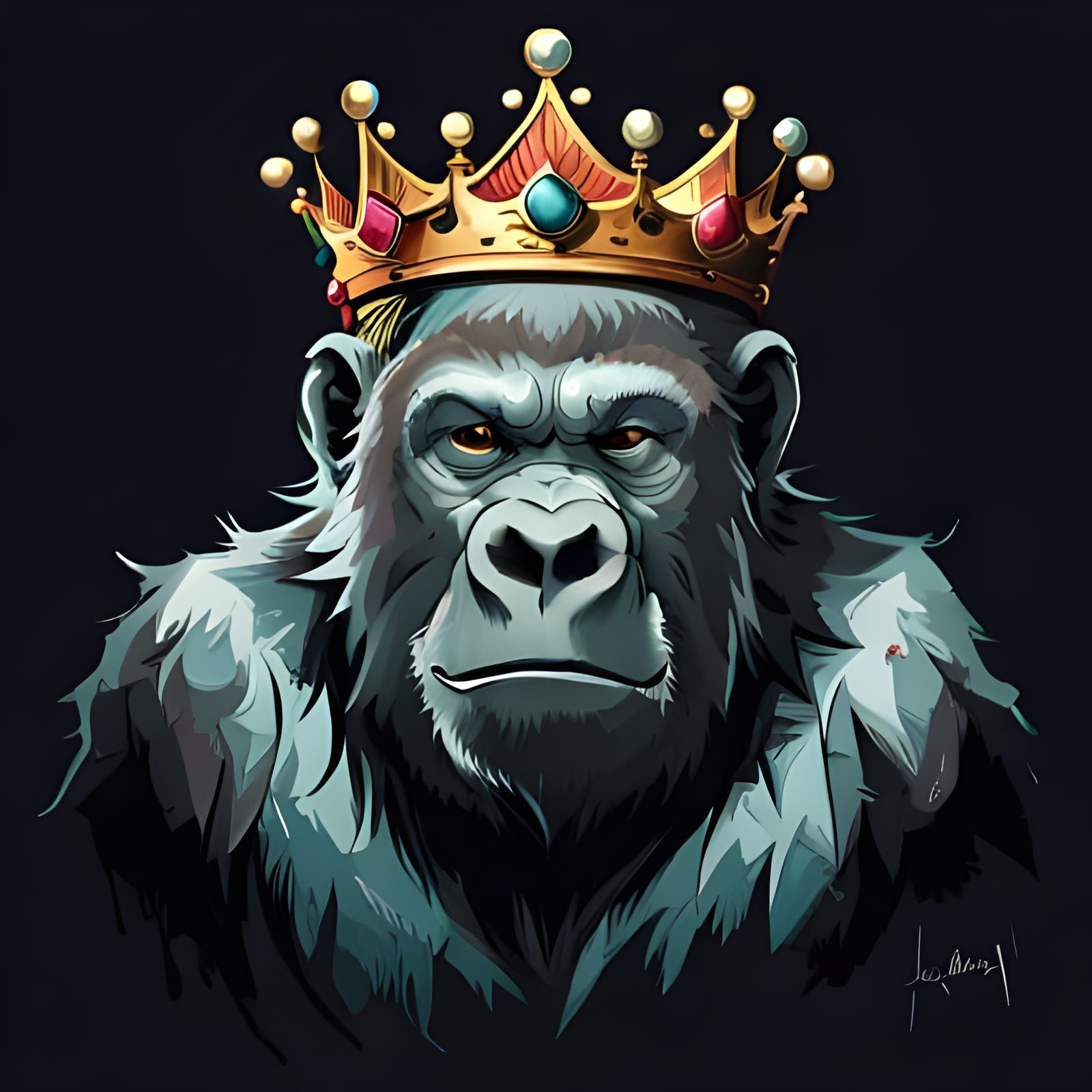 Happy Gorilla Portrait in Caricature Style