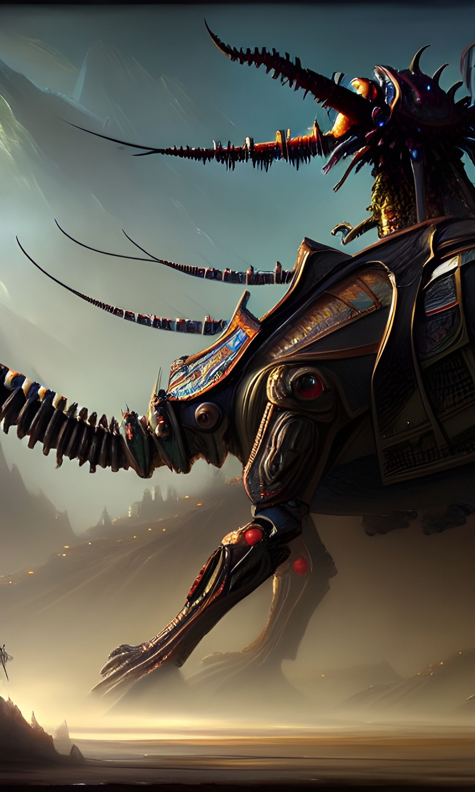 Armored Bug Knights in Retrofuturistic Battle