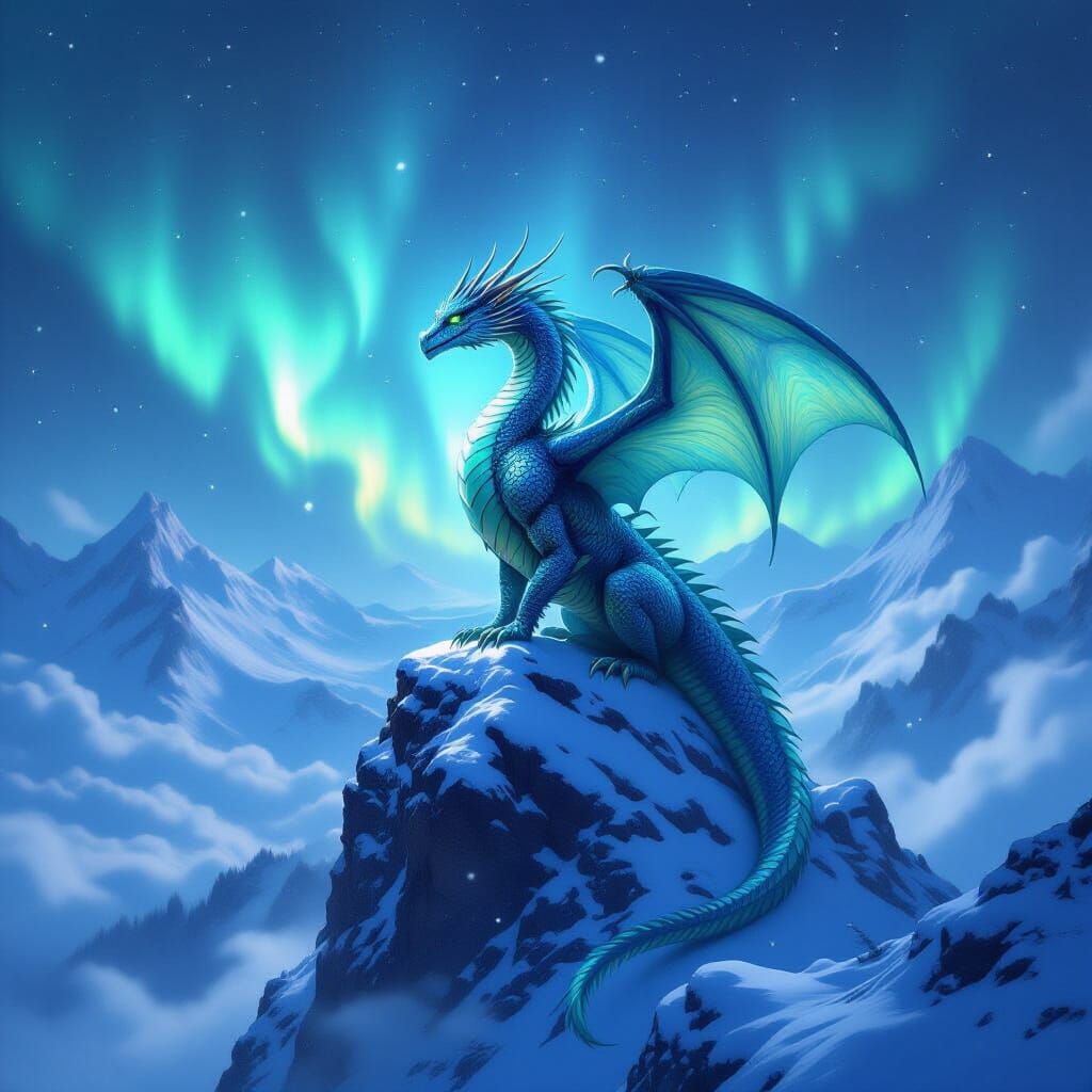 Ancient Dragon Over Mystical Valley in Epic Fantasy Style
