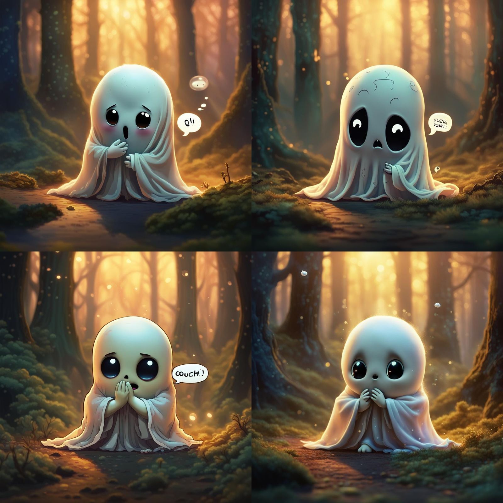 Chibi Ghost in Mystical Forest: Pixar Style