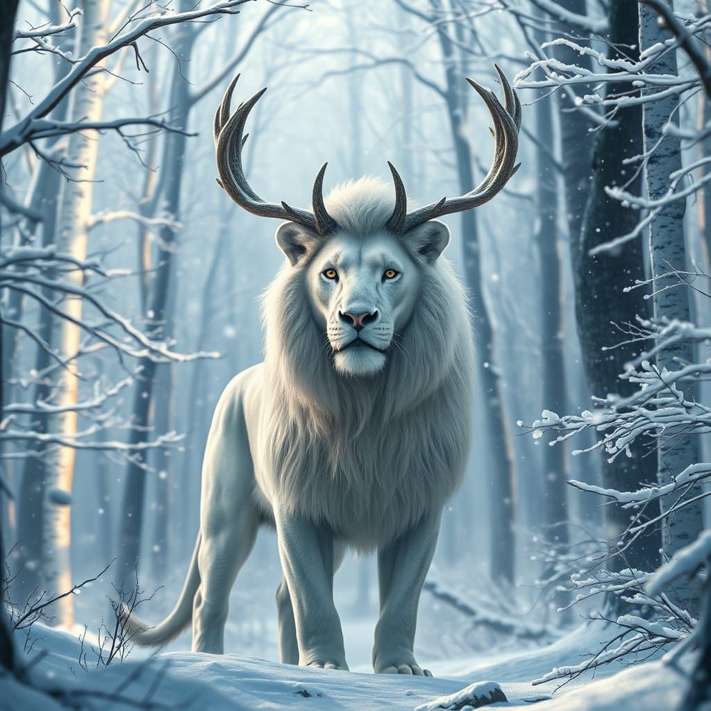 Chimera ‘white lion with antlers’ #01