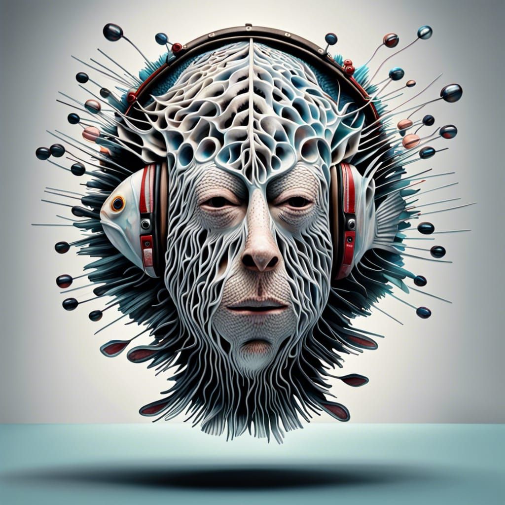 Intricate Radiohead Fish in Cloudy Detail