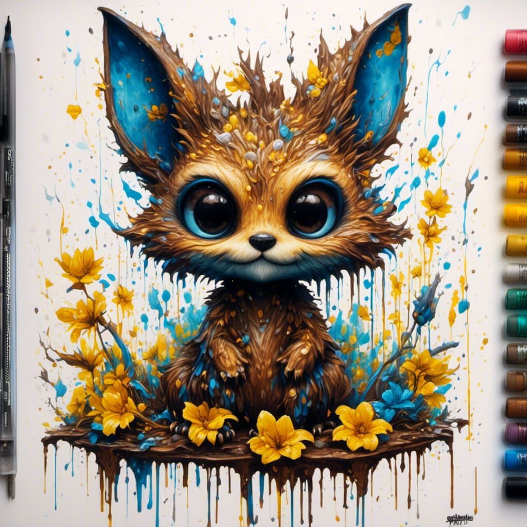 Cute Evil Creature in Graffiti Art Style