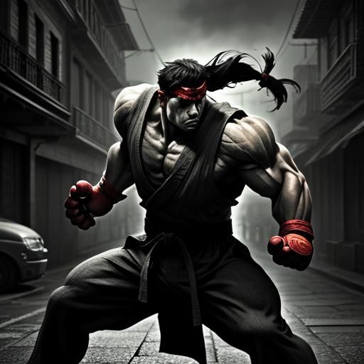 Hyperrealistic Street Fighter in Cinematic Lighting