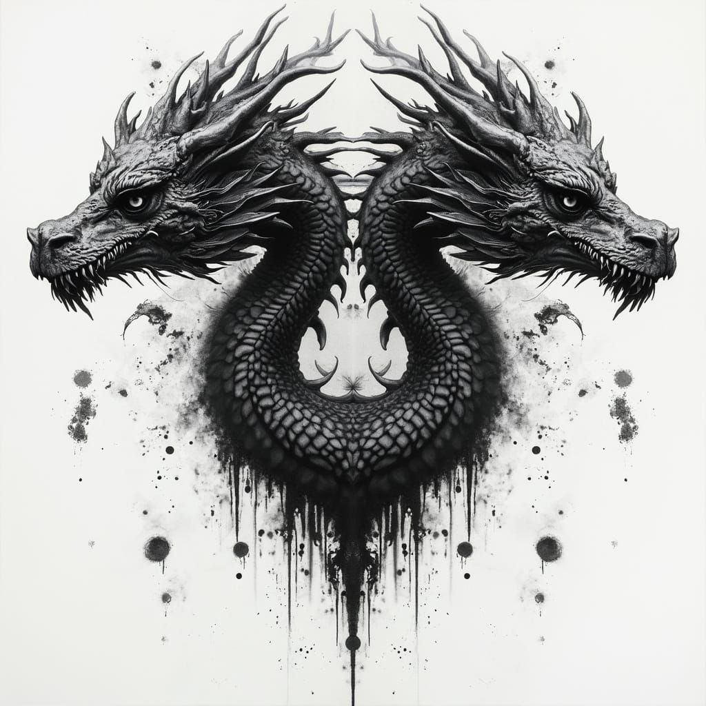 Dragon Head Silhouette in Charcoal Mirror