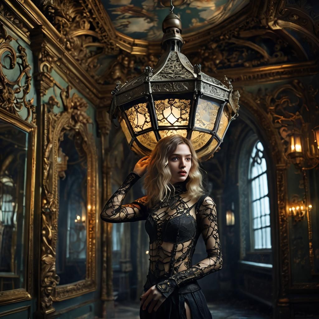 Woman with Biomechanical Exoskeleton in Fauvist Style