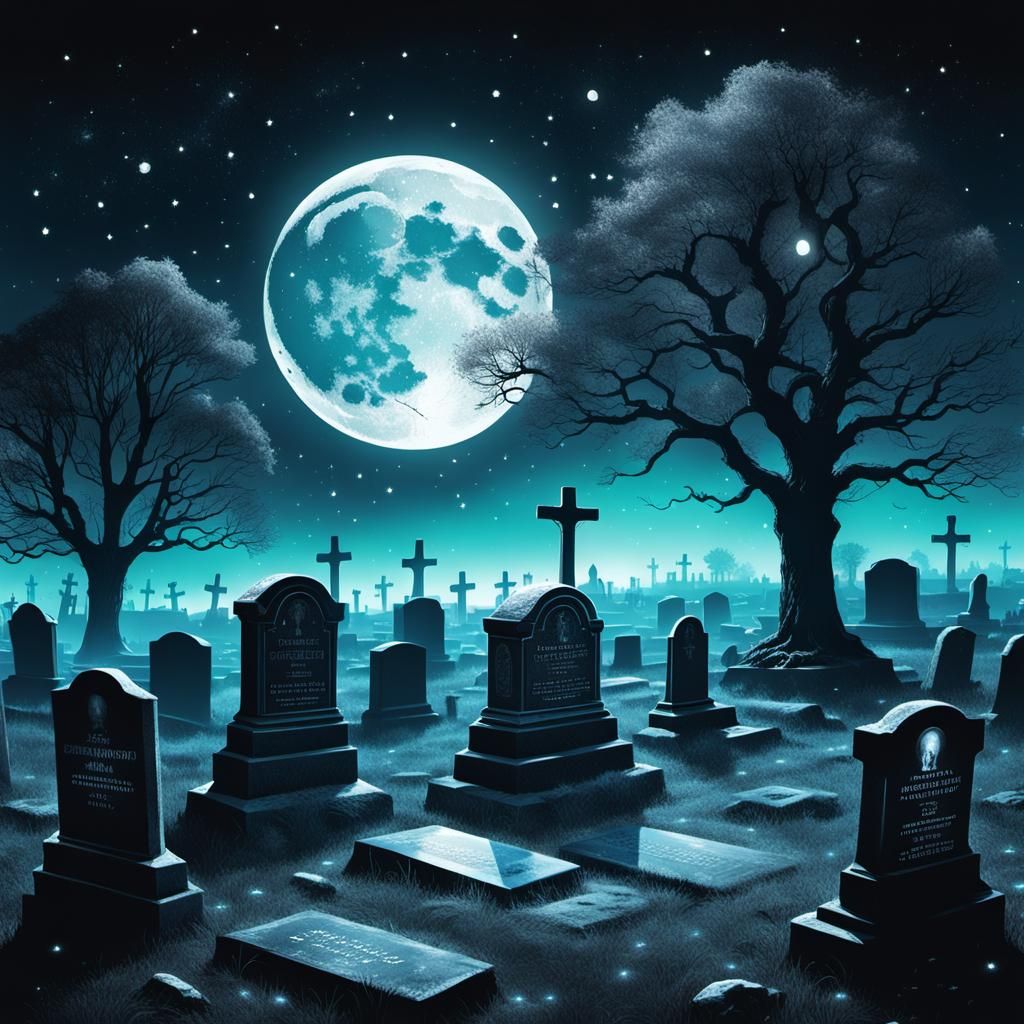 Mystical Graveyard Landscape in Cosmic Holographic Style
