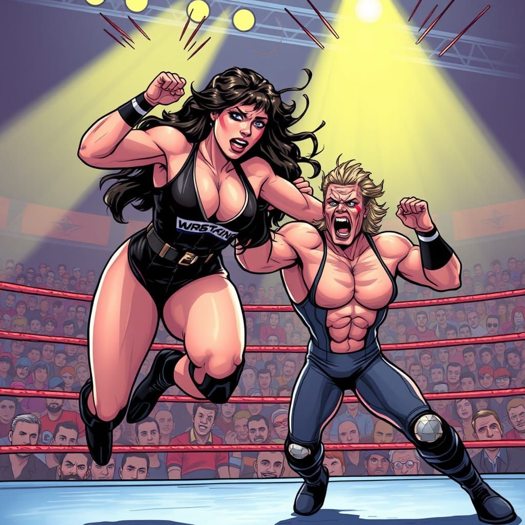 Roxanne Perez in Dynamic Wrestling Scene, Graphic Style