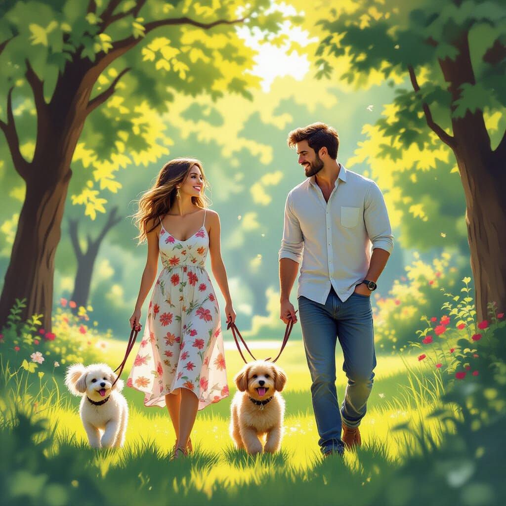 Woman Meets Man in Park with Dreamlike Connection