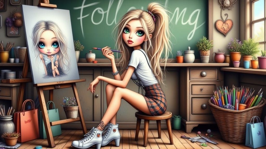 <lora:Hand Drawn Bohemian:1.0> <lora:Whimsical:1.0> 

A Vibr...