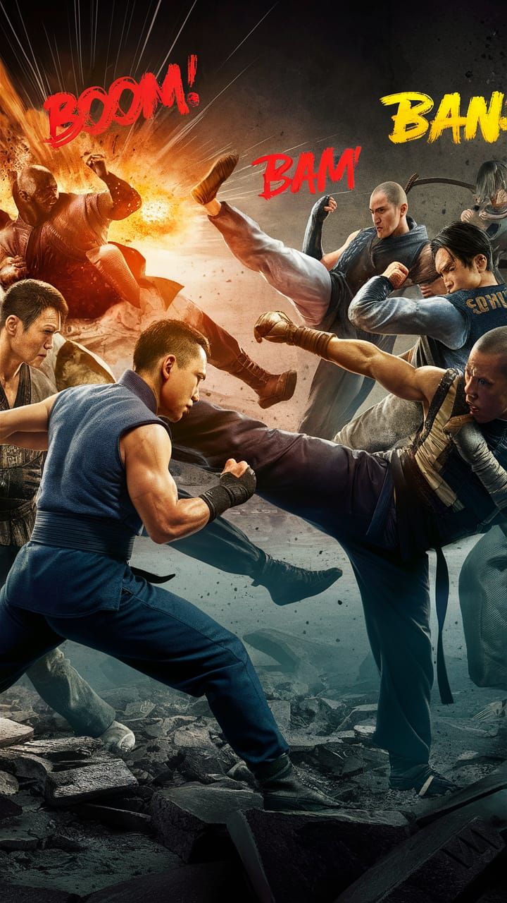 Martial Arts Battle with Explosive Onomatopoeia