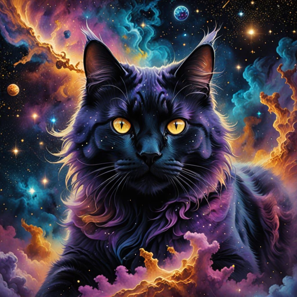 Cosmic Cat in Ethereal Digital Painting Style