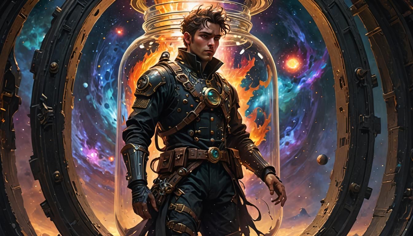 Dieselpunk Fairy Trapped in Nebulae Black Hole