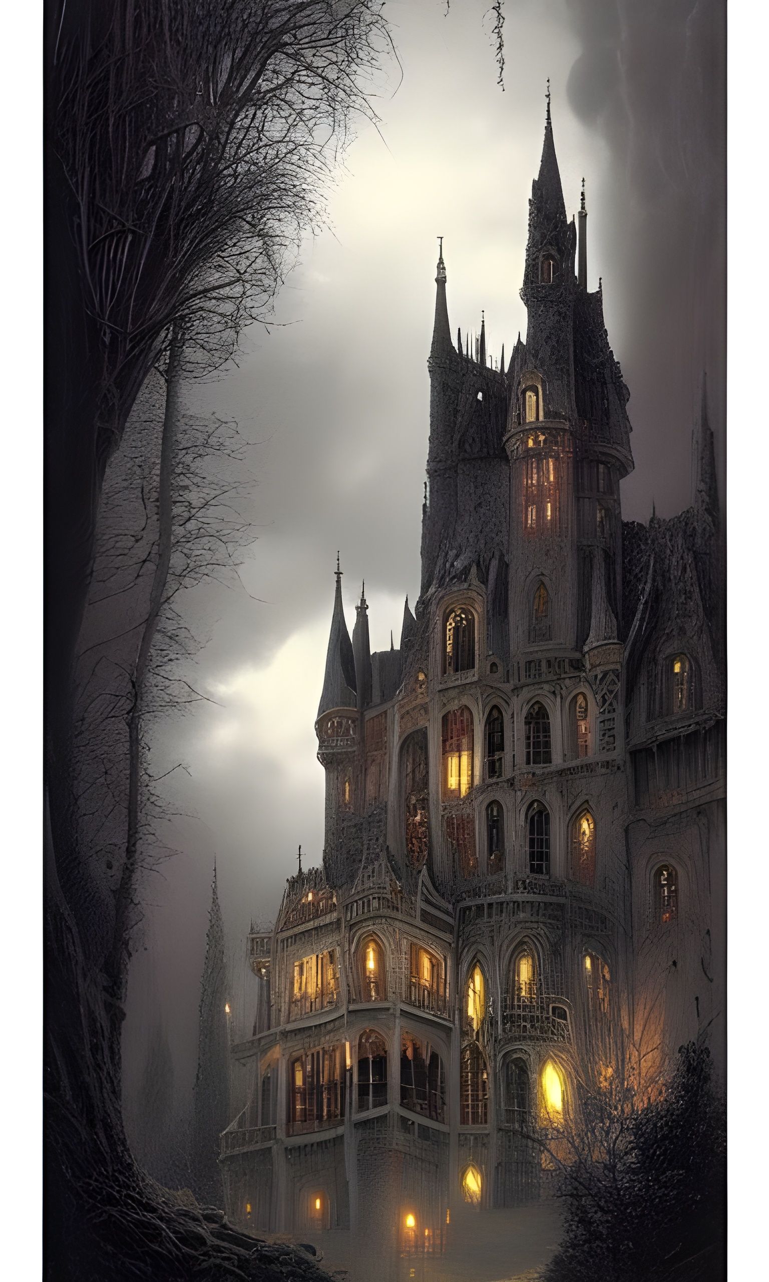 Inverted Gothic Castle in Luminism Style