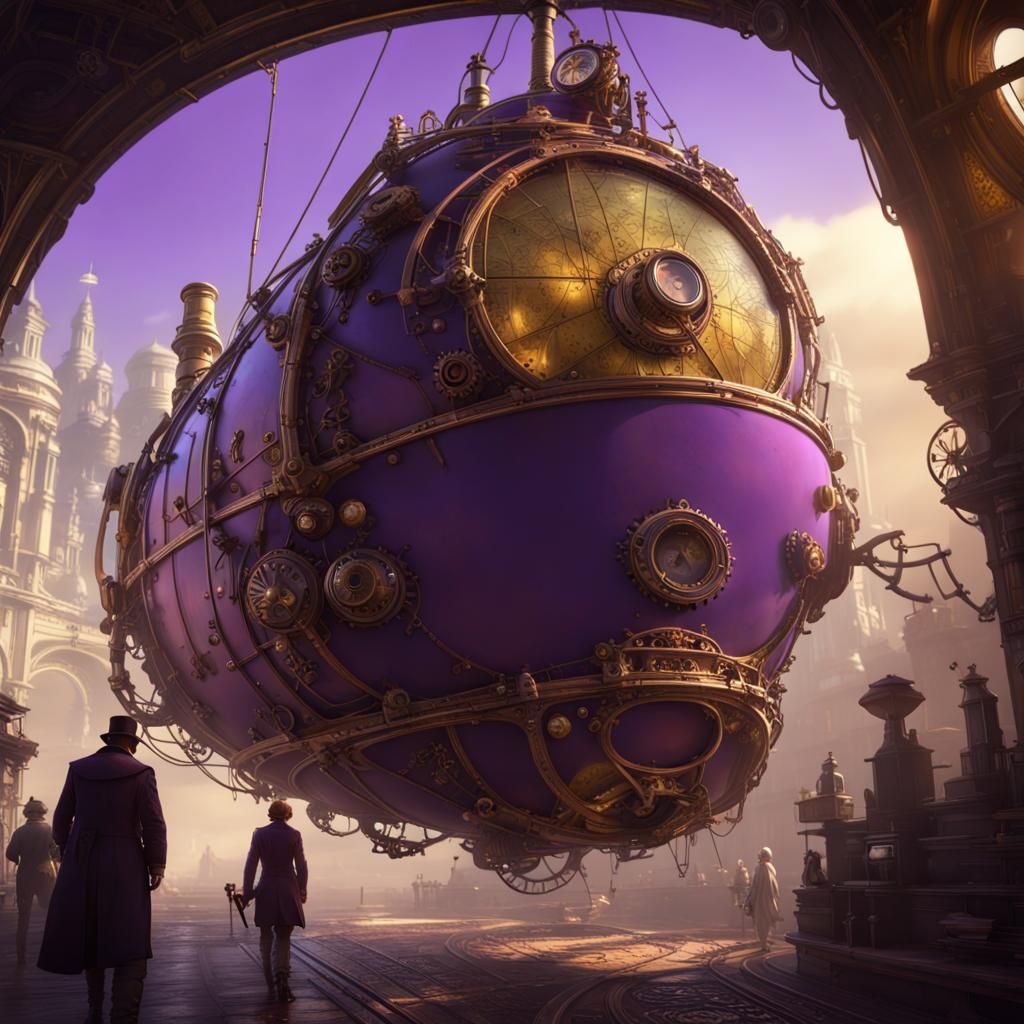 Steampunk Verne Masterpiece in Dark Fantasy Style