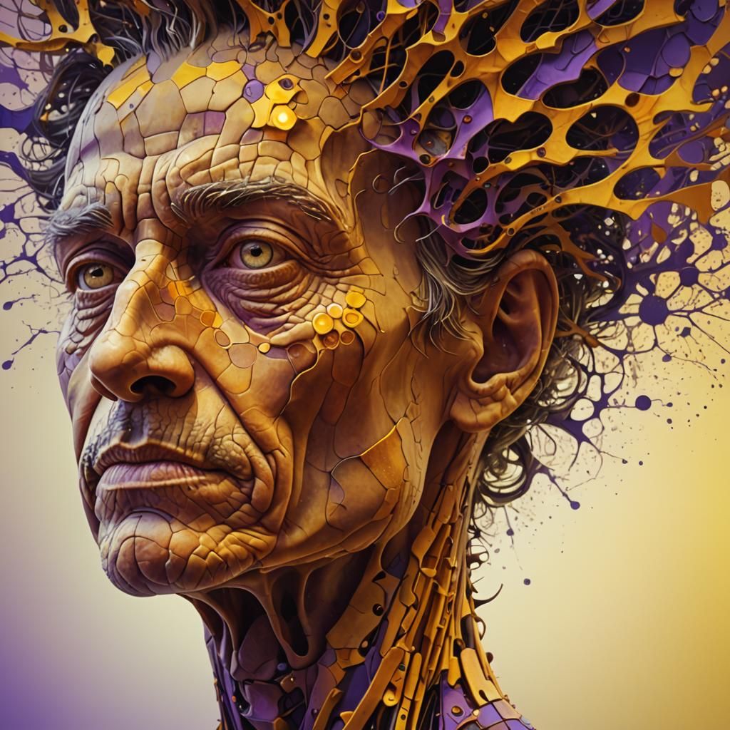 Wizened Face in Futuristic Haze