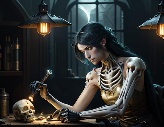 Furry Skeleton Bone Repair: Dark Fantasy Art