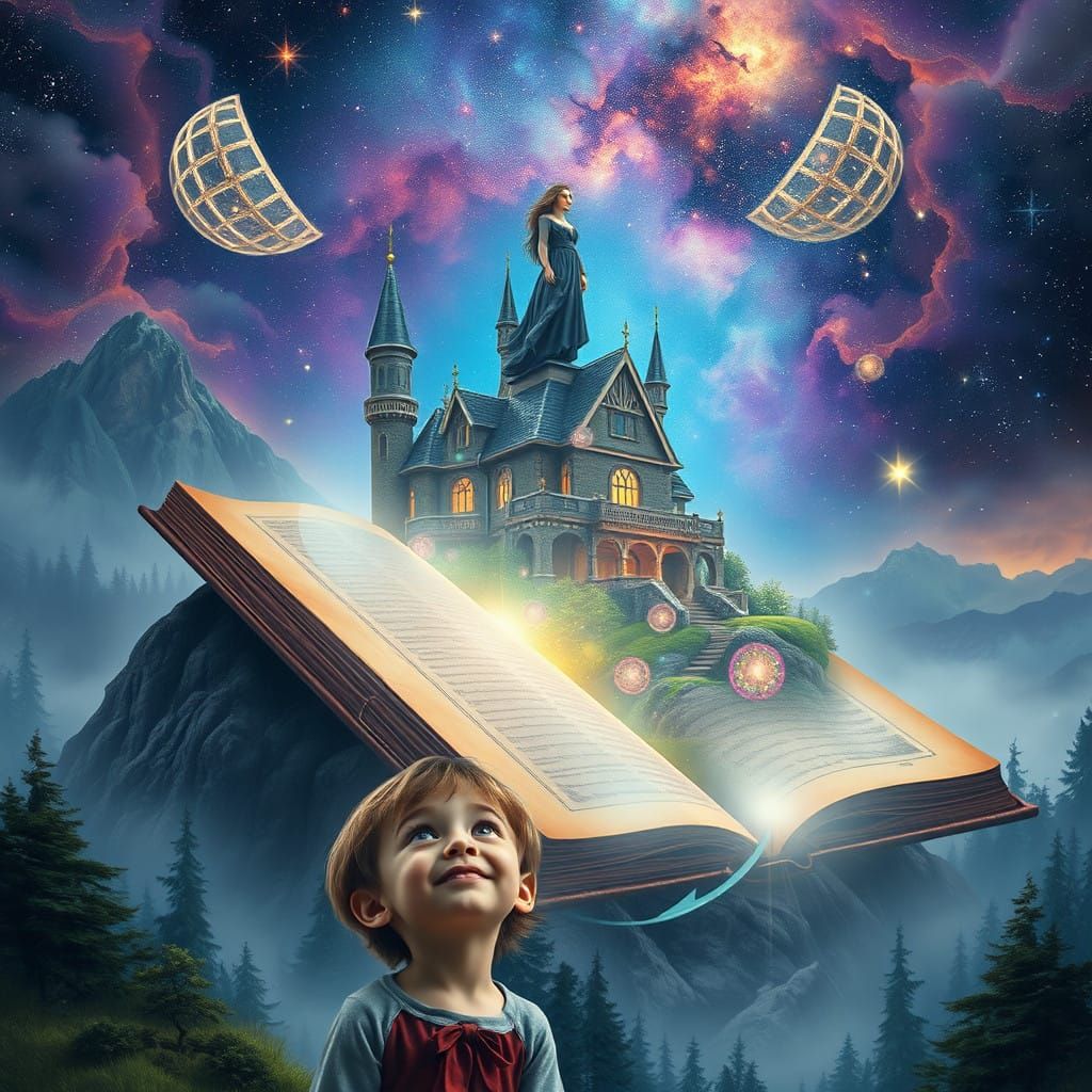 Cosmic Castle Emerges from Mystic Forest in Holographic Drea...