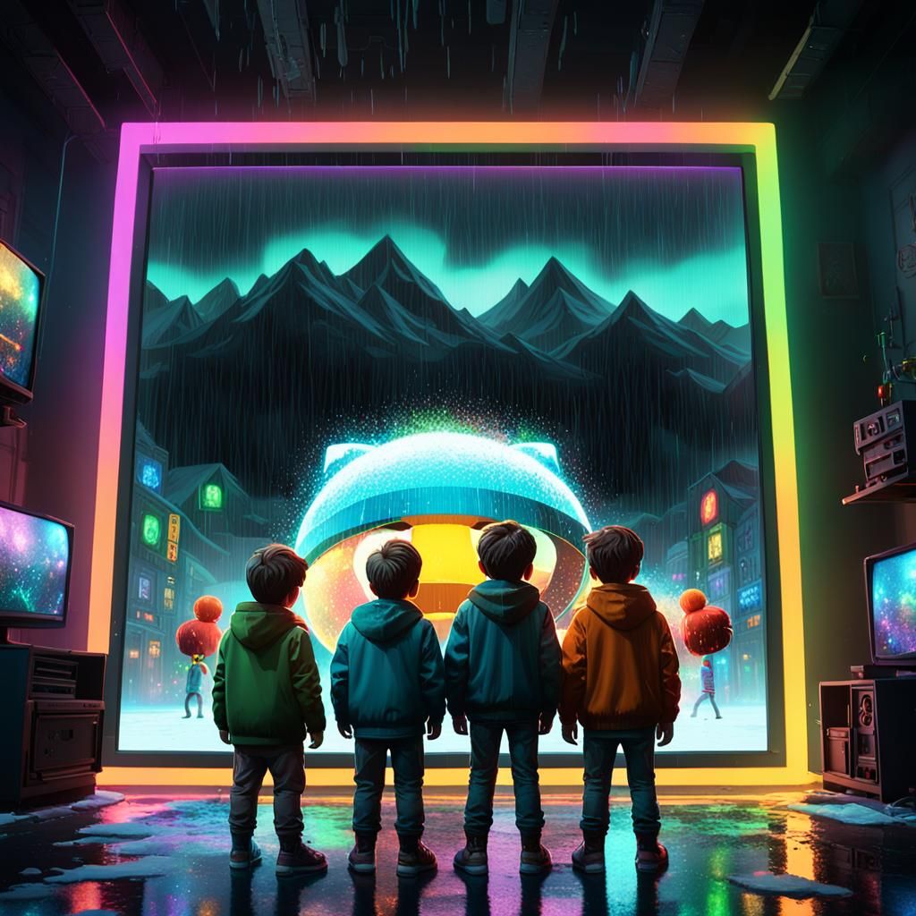 South Park Boys in Volumetric Lighting, 8K Unreal Engine