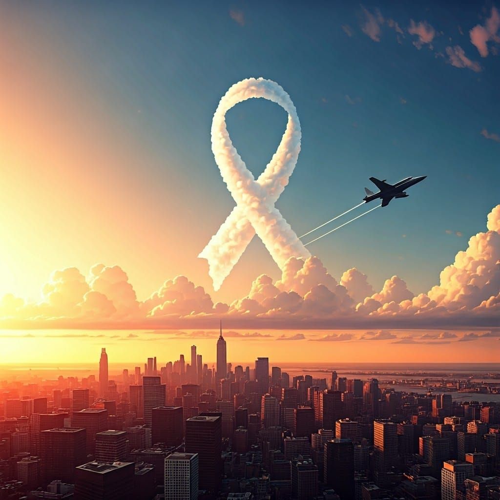 City Sunrise with Honoring Ribbon Cloud