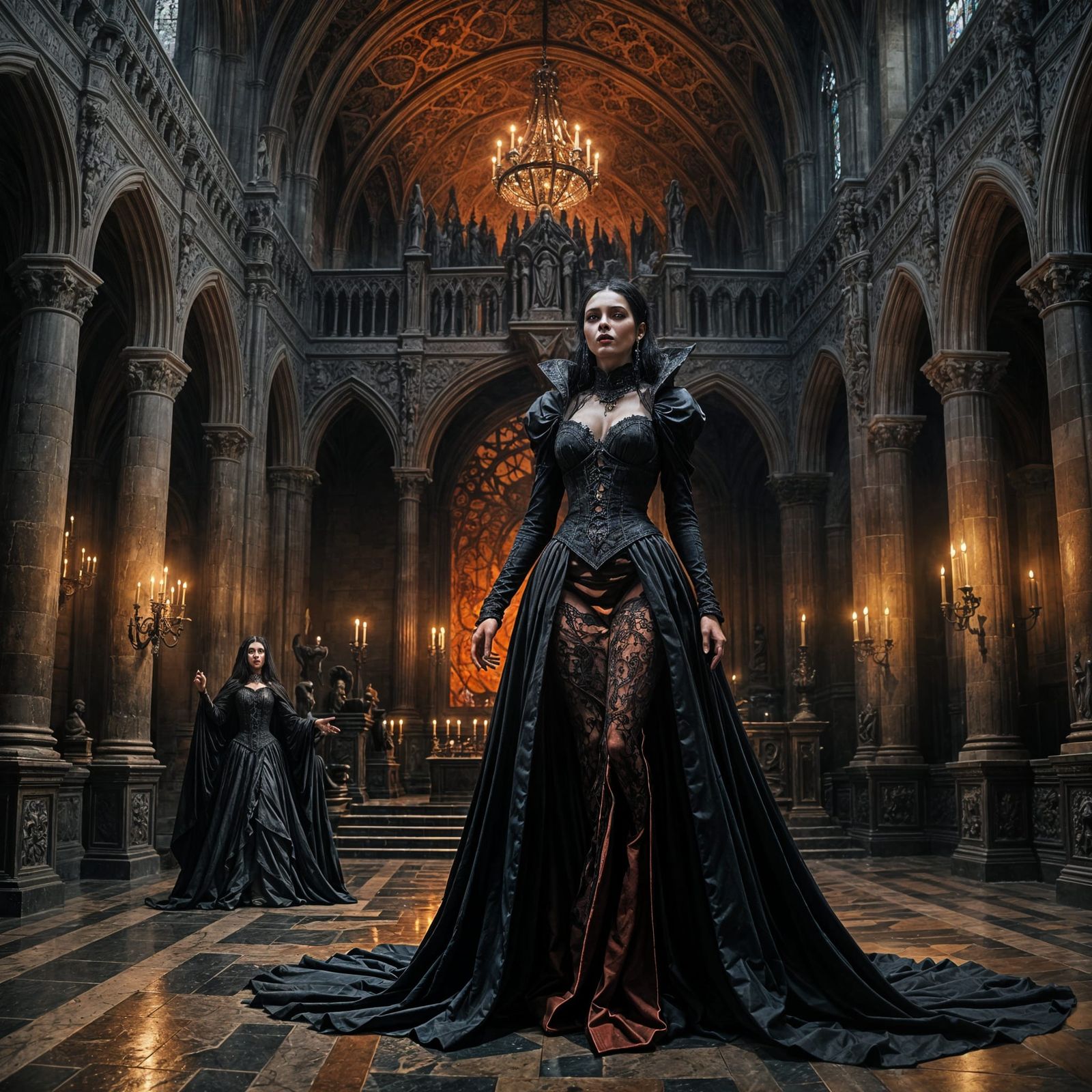 Gothic Vampire Queen in Grand Chamber