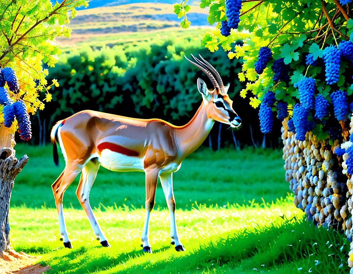 Gazelle Grazing on Grapes in Greece
