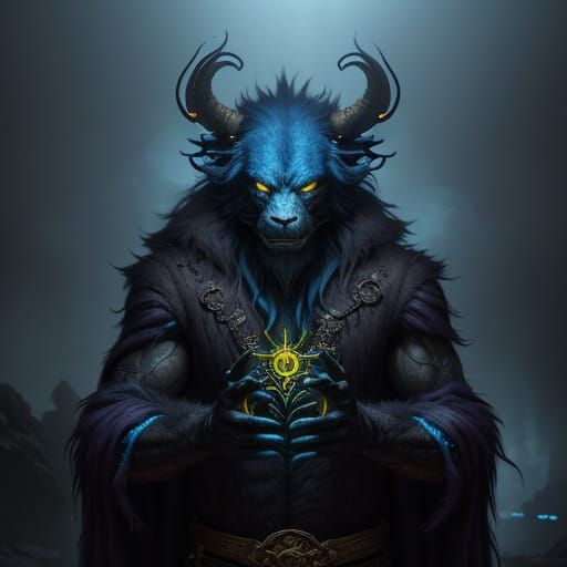 Epic Cyberpunk Monk Tinkers with Neon-Lit Machinery in a Smo...