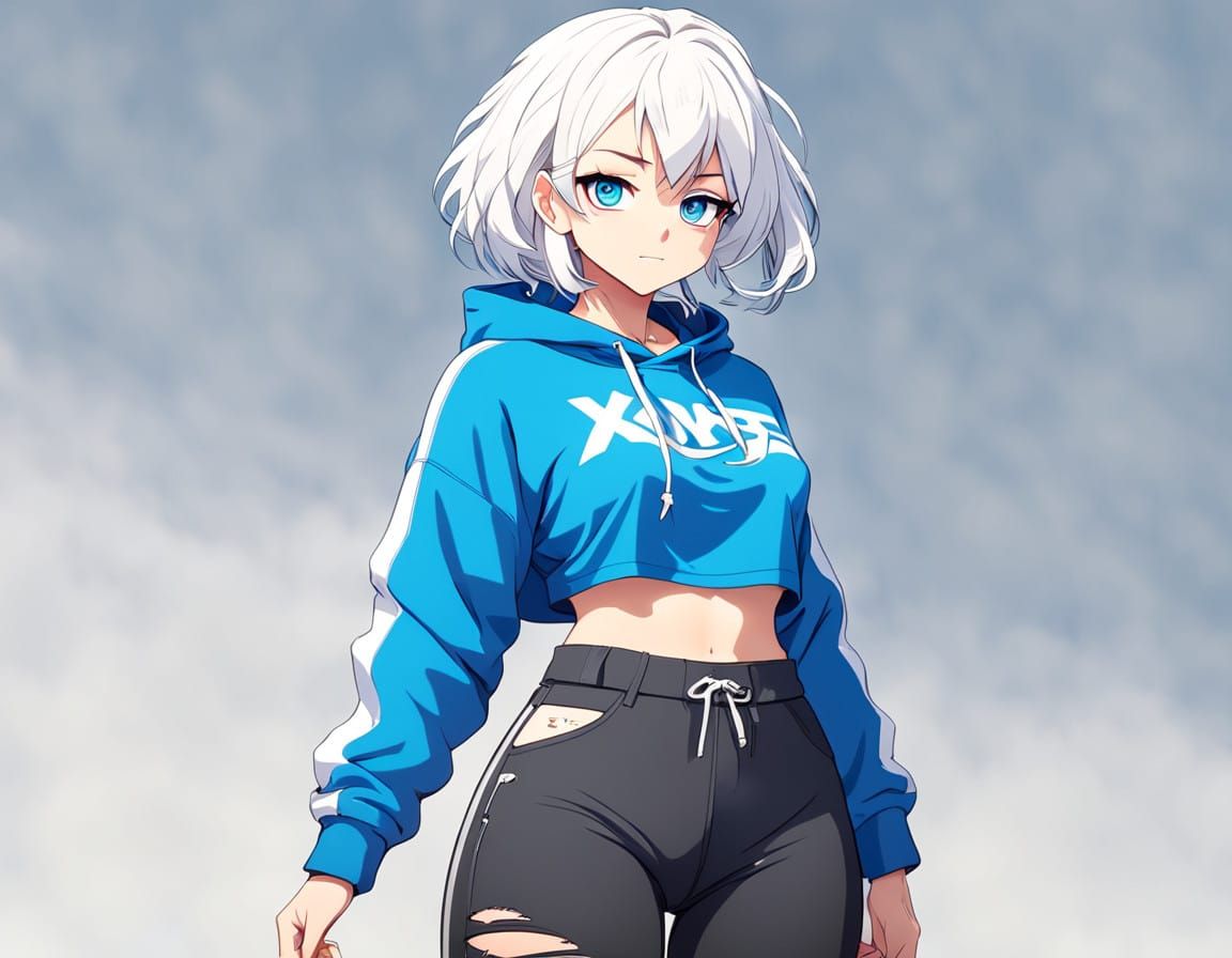 Anime Warrior Maiden Stands Confident with Katana