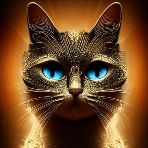 Intricate Clockwork Cat: Detailed Matte Painting