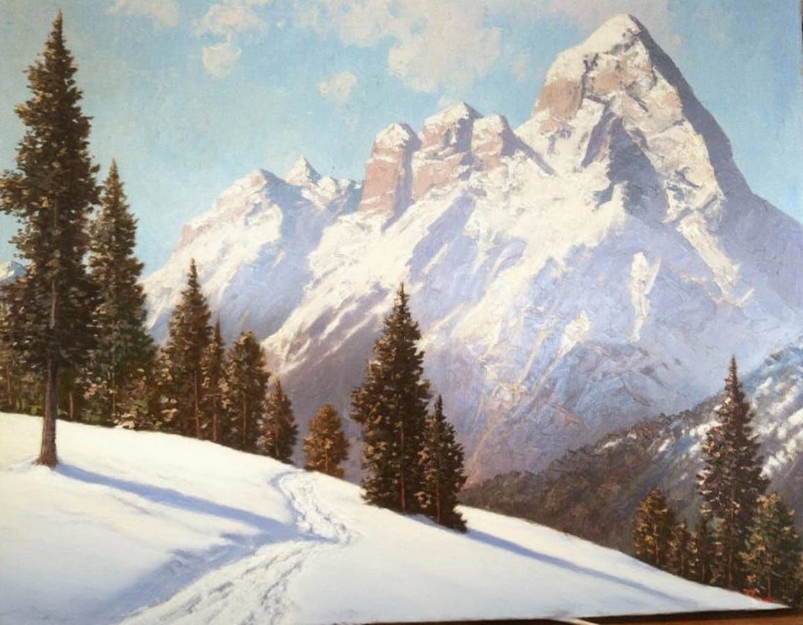 Snow Covered Mountains in Vast Backcountry