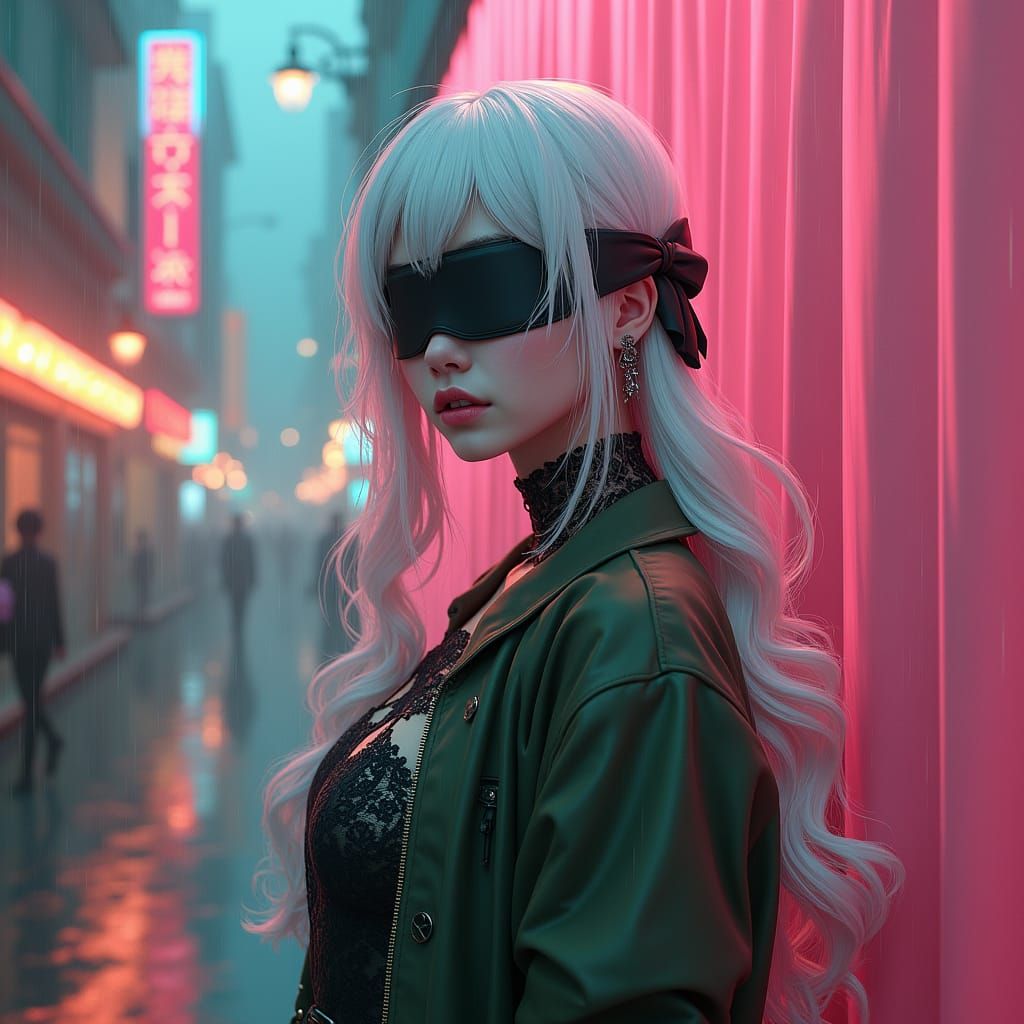 Elegant Anime-Inspired Lady in Pink Lace