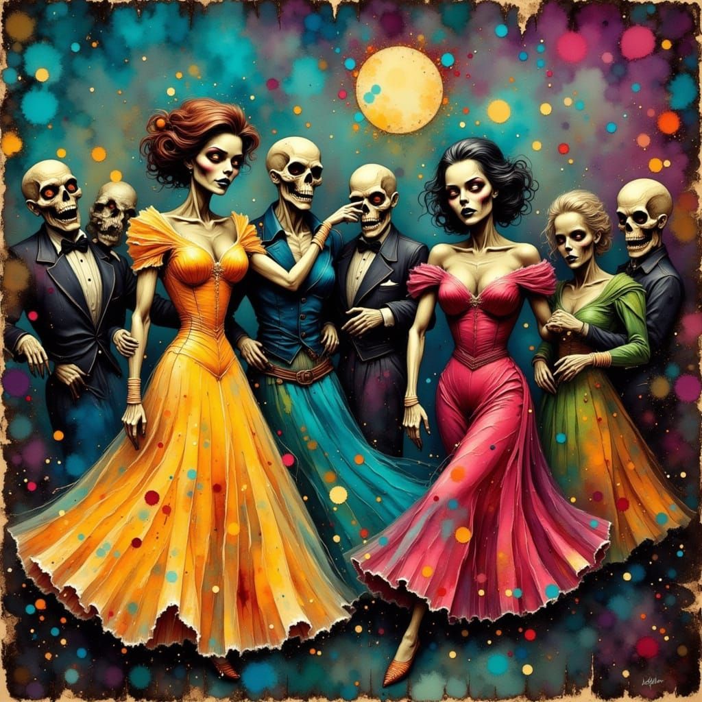 Zombie Prom Night in Retro Comic Style