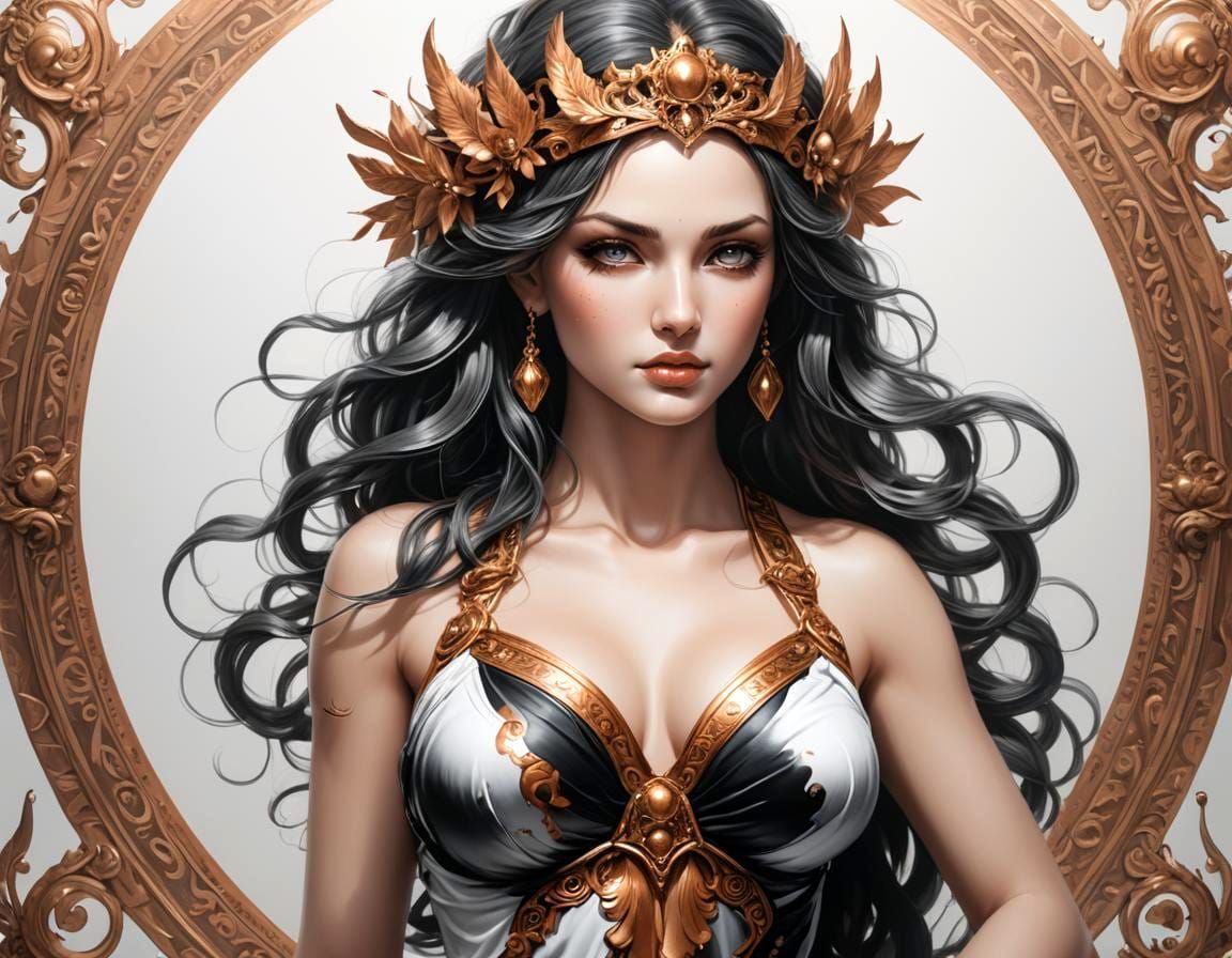 Aphrodite, goddess of beauty, lust, love and sensual desire. In Roman mythology, she is known as Venus.
(Black, White an...