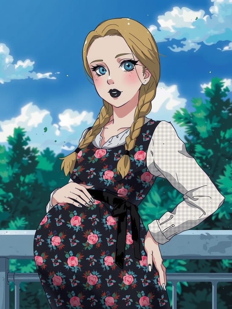 Expectant Mother in Vibrant Graffiti Style