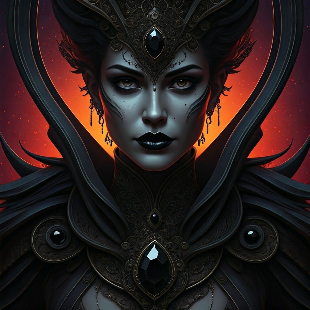 Dark Woman with Gemstones in a Graffiti Art Style