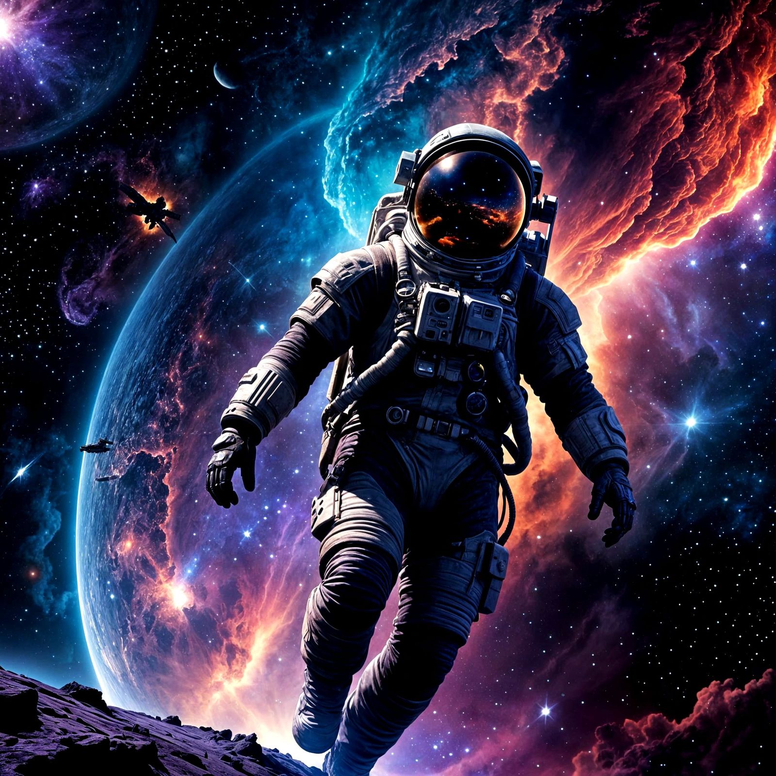 Astronaut Adrift in Nebula: Digital Concept Art