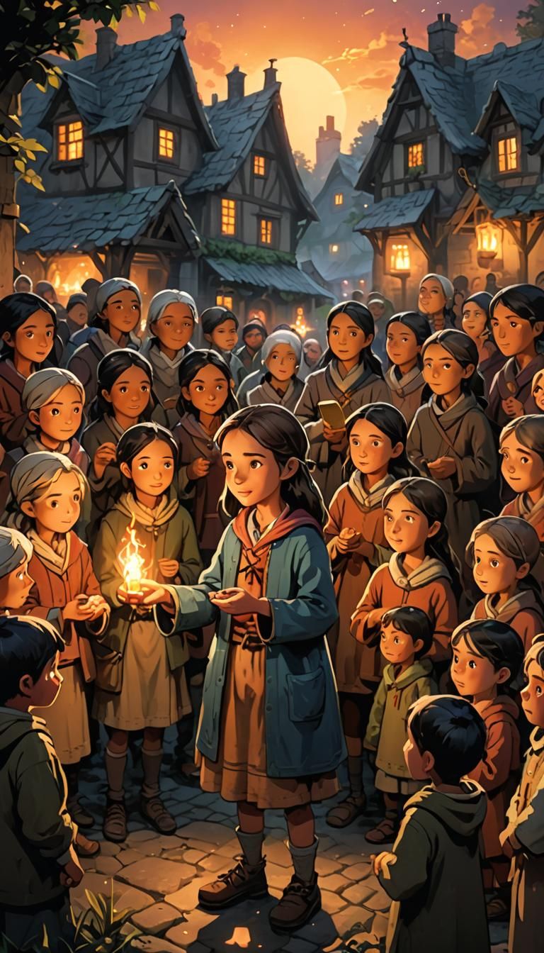 Village Awaits Glowing Vial Held by Little Girl