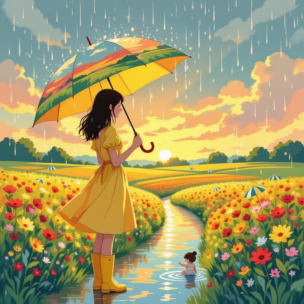 Raindrop Summer: A Whimsical Landscape