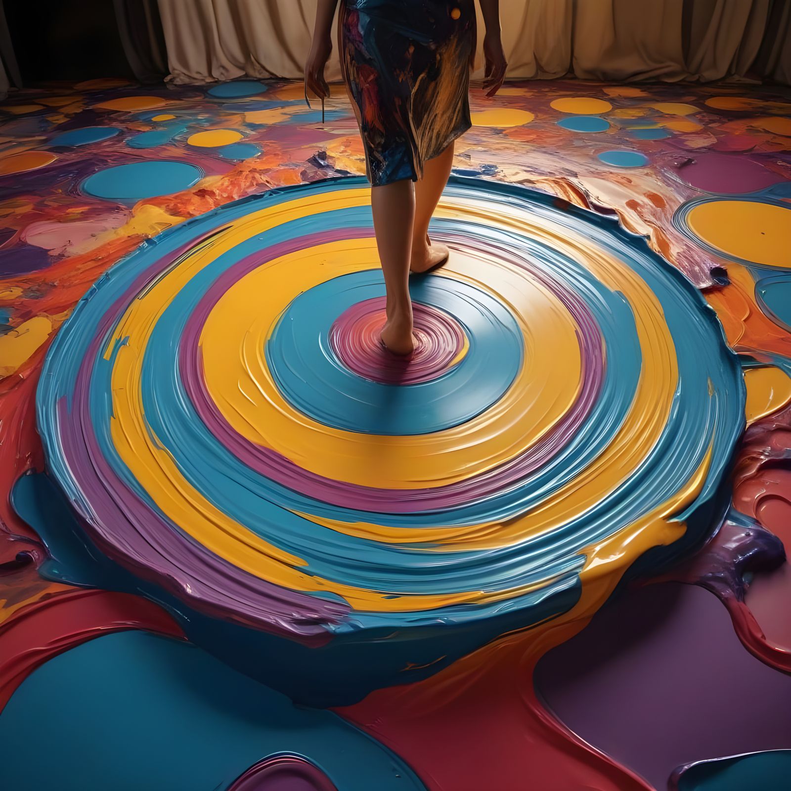 Ethereal Surrealist Art Piece Depicts Woman in Vibrant Color...