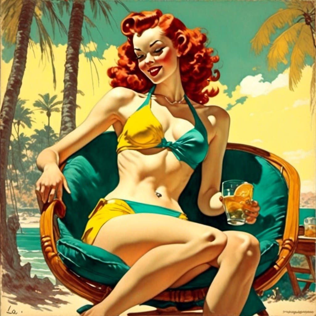 Pin-Up Girl in Bikini, Pop Art Style