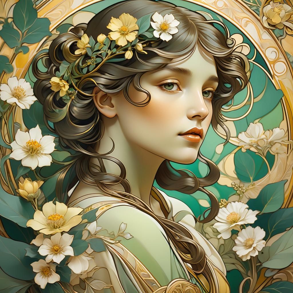 Art Nouveau Portrait of a Beautiful Woman