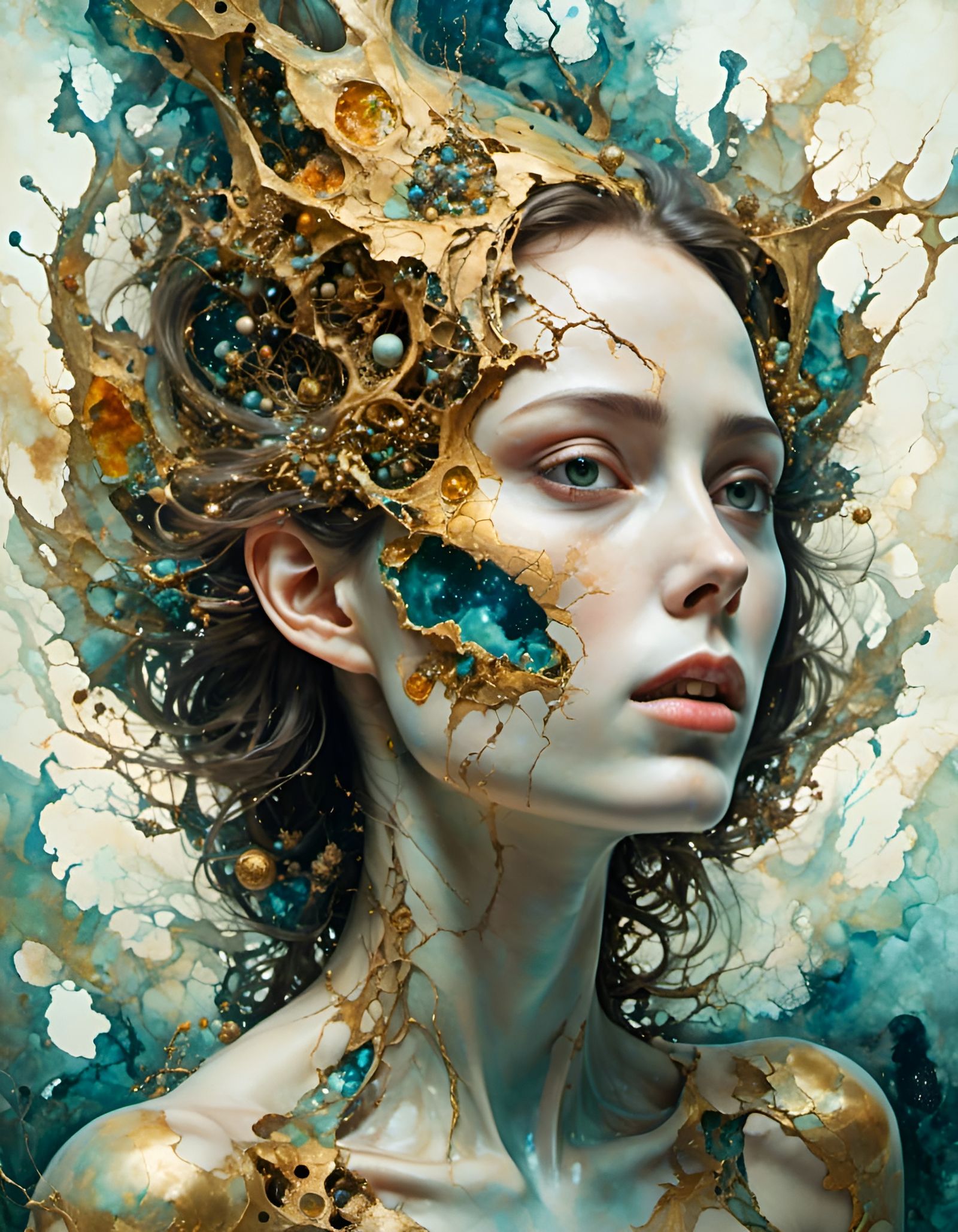 Mysterious Woman in Hyperkraximalism Style