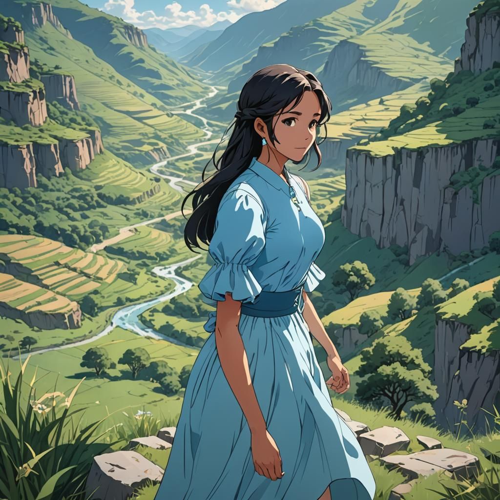 Latina Wind Goddess in Anime Style Valley