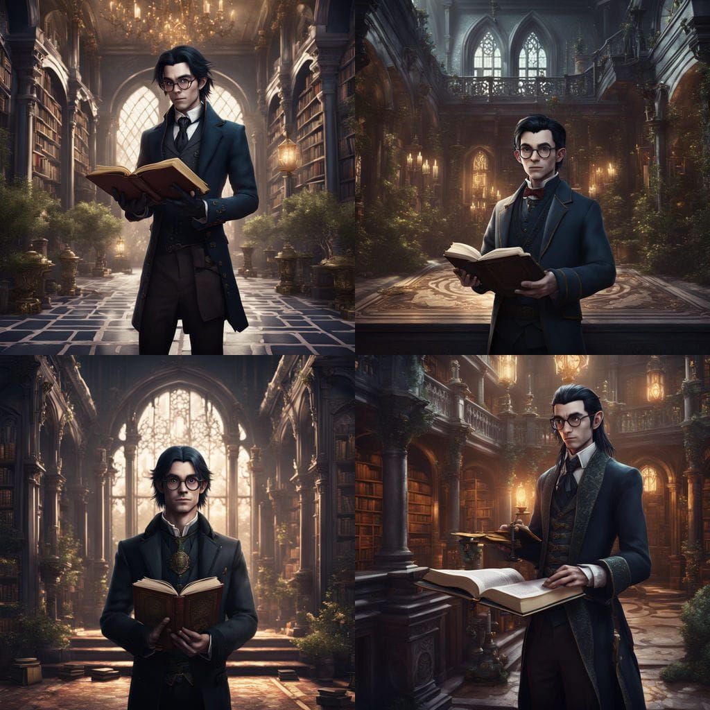 Dark Elf Butler in a Fantasy Mansion