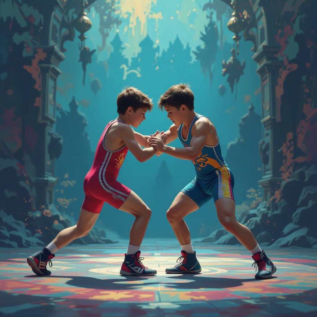 Dynamic Wrestling Spladle in Fantasy Concept Art Style