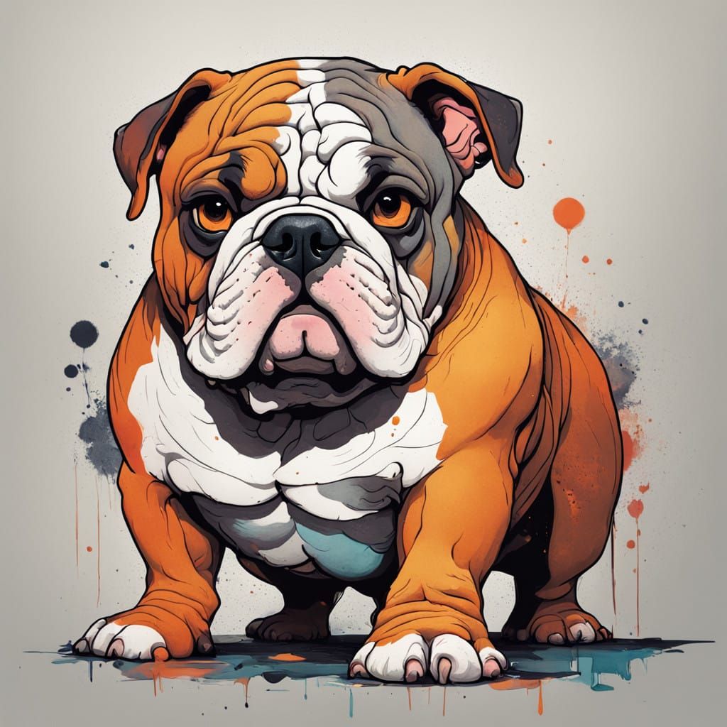 Photorealistic Mini English Bulldog in Whimsical Aesthetic