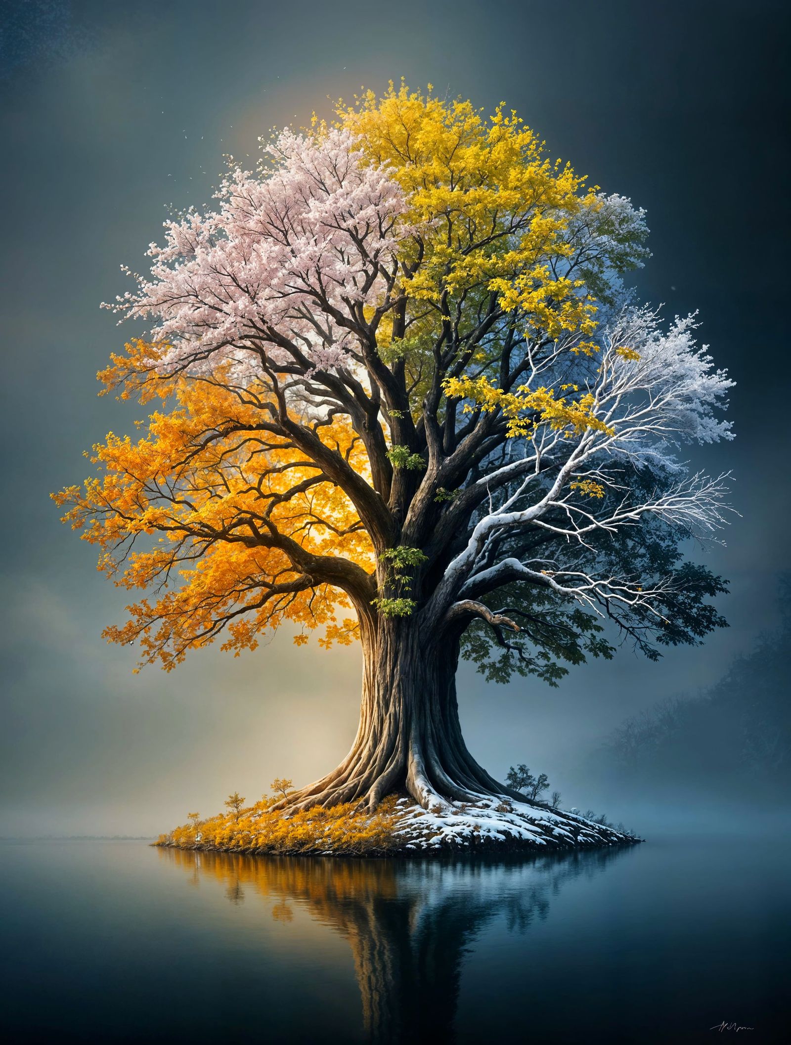 Colossal Tree Displays Four Seasons Simultaneously