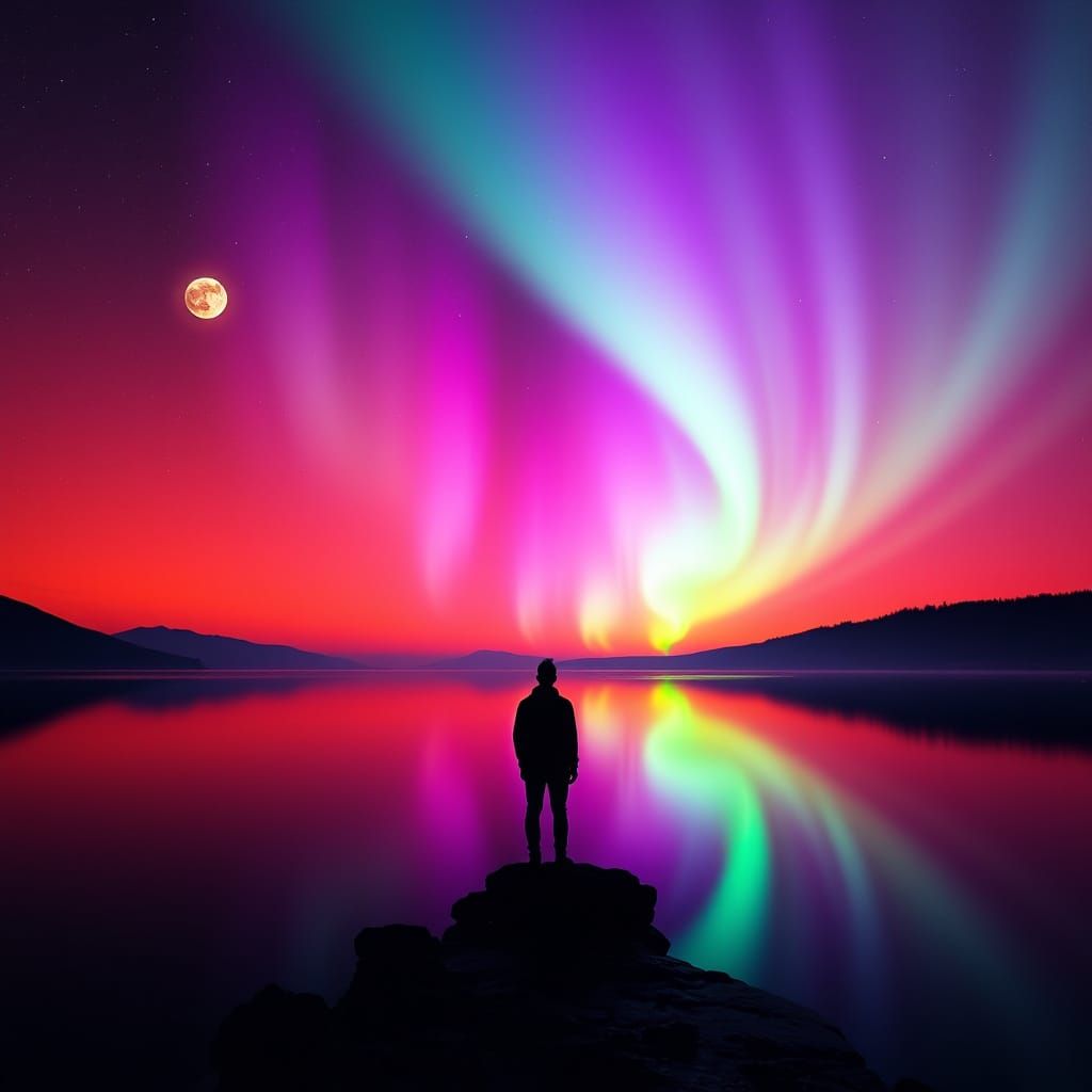 Ethereal Night Sky with Dancing Aurora